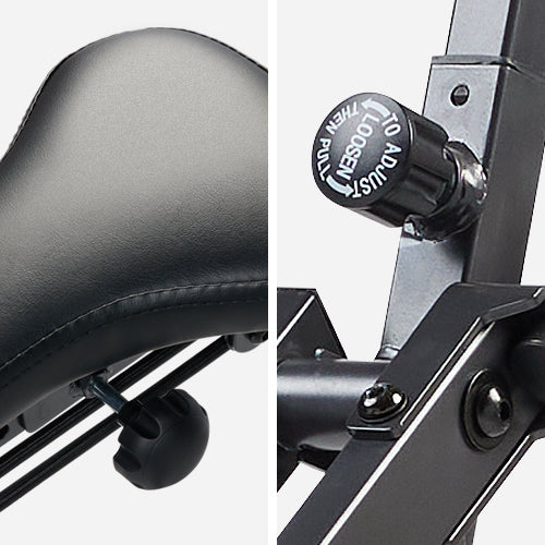 Ergonomic Design | Features an adjustable handlebar with 4 length settings and an adjustable padded seat, ensuring a comfortable and tailored fit for users of various sizes.