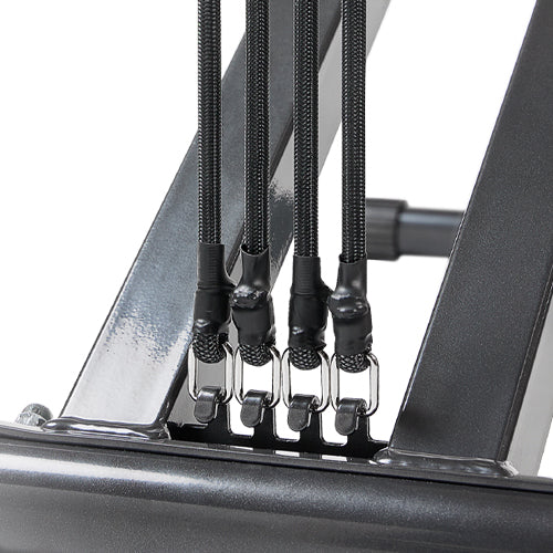 EXTRA RESISTANCE | Featuring 4 resistance bands rated at 22 LB each, the Row-N-Ride® Plus increases the intensity of your assisted squats and helps to shape your glutes, thighs, and legs.