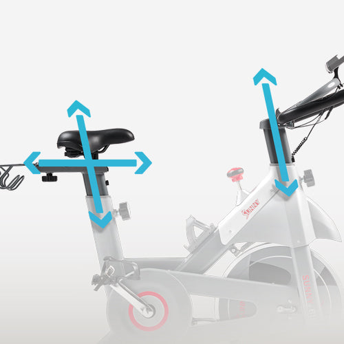 Customized Comfort | Achieve personalized comfort with a 4-way adjustable seat and 2-way adjustable handlebars on our exercise bike. 