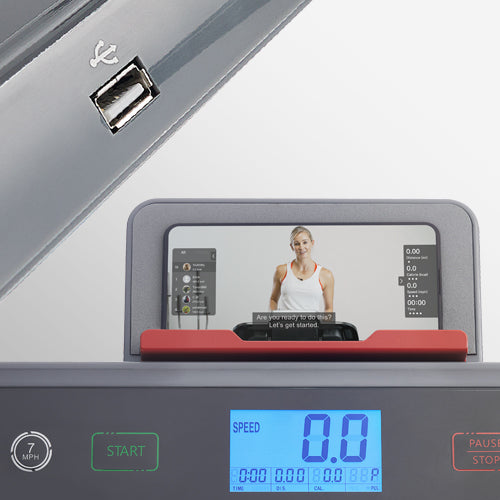 Device Holder + USB Charging port | Stay entertained and connected during workouts with the secure device holder and built-in USB charger port, keeping your devices powered up for seamless access to entertainment or workout programs.