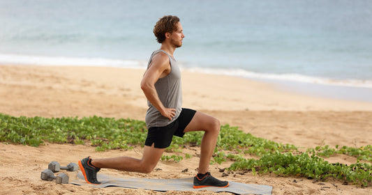 a man is doing lunges