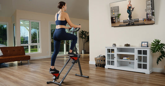 Woman exercising on stepper