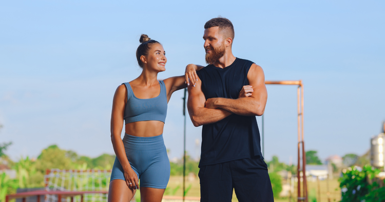 couple smiles after workout with one another