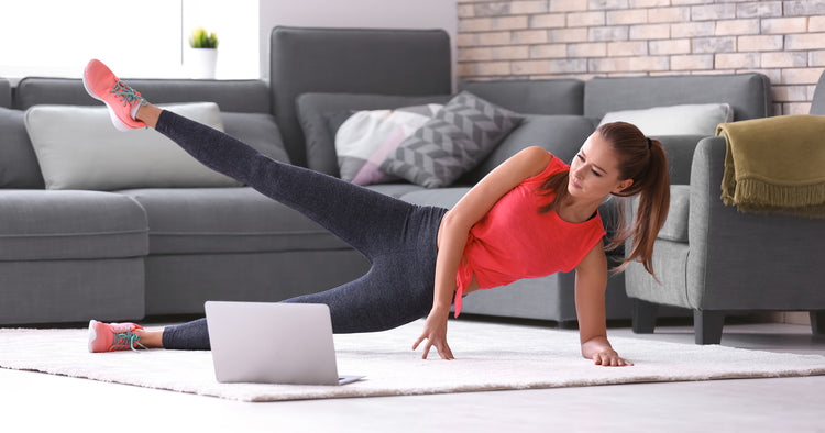 woman doing fitness exercise at home