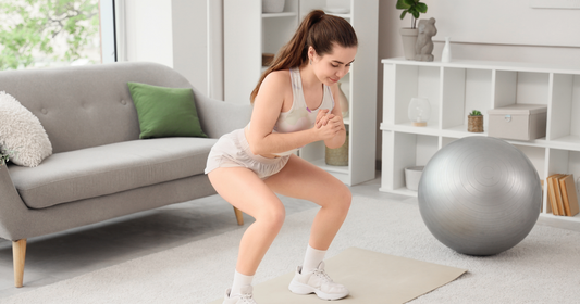 woman works out in her home gym