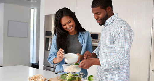 Couple meal prepping together