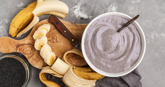 peanut butter & jelly smoothie with banana aside