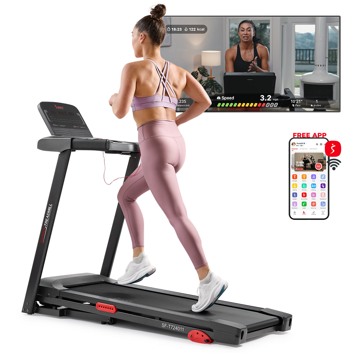 Active 300 Smart Incline Treadmill Sunny Health Fitness