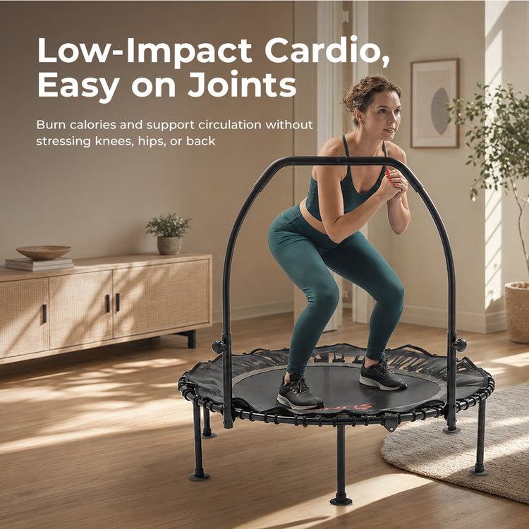 Active 48-Inch Fitness Trampoline with Adjustable Handlebar