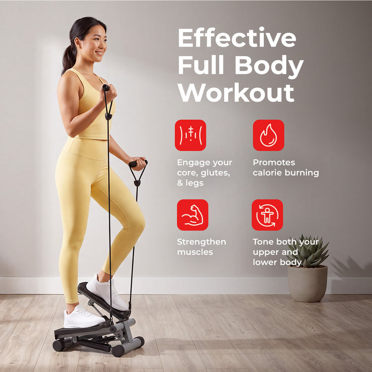 Mini Stepper with Resistance Bands Step Machine w/ LCD Monitor