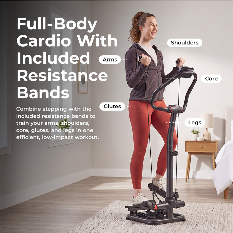 Smart Heavy Duty Power Stepper with Handlebar and Resistance Bands