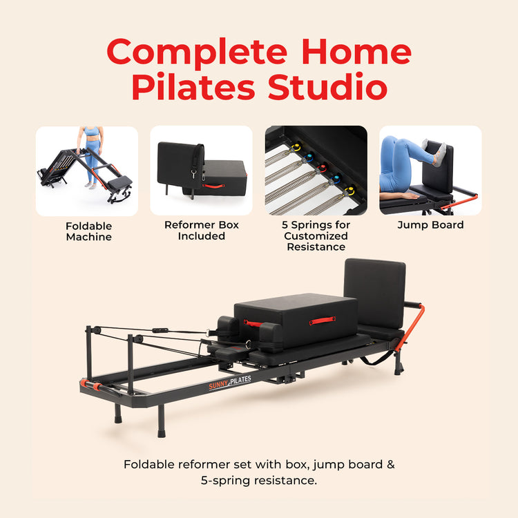Premium Pilates Reformer Machine with Jump Board and Reformer Box for Home Workouts