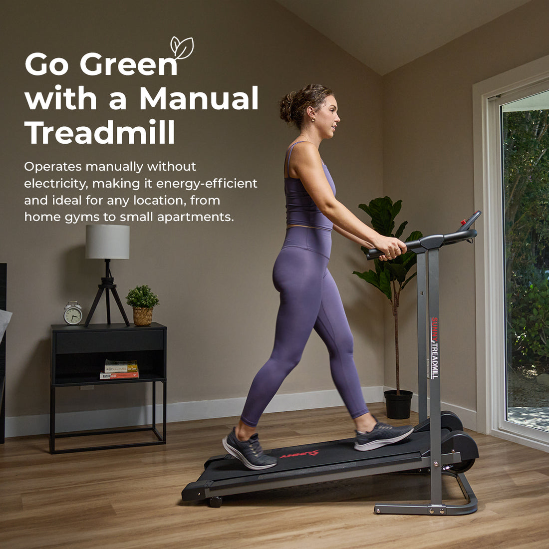 Compact Foldable Manual Treadmill | Sunny Health & Fitness