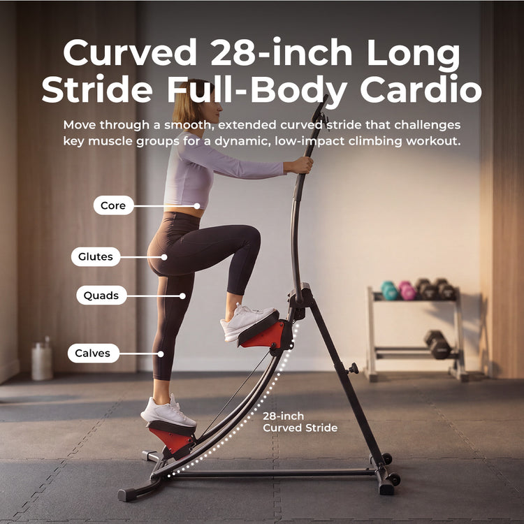 Curved Step Climber with Long Stride & 4 Incline Angles