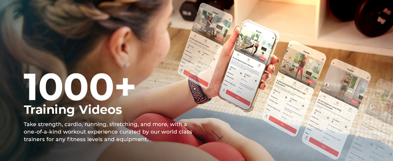 1000+ Training Videos | Explore 1000+ Workouts - Take strength, cardio, running, stretching, and more, with a one-of-a-kind workout experience curated by our world class trainers for any fitness levels and equipment.