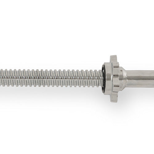 Threaded Sleeves, Rattle-Reduced | Extended 11.5" threaded sleeves pair with star-lock collars to resist plate creep and reduce noise—delivering tighter, steadier lifts.