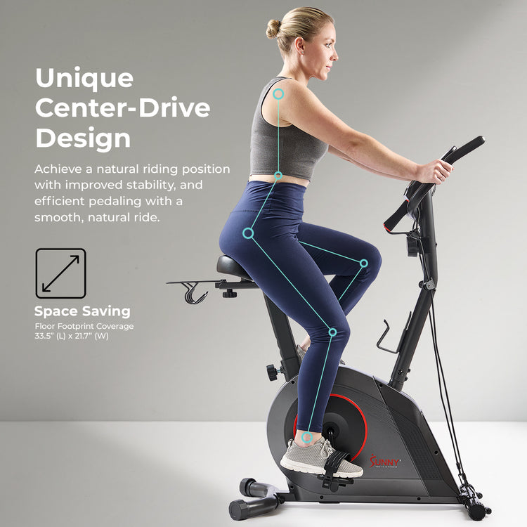 fitnessbike training Sunny Health & Fitness 16‐Level Magnetic Resistance Upright Bike with Workout Bands