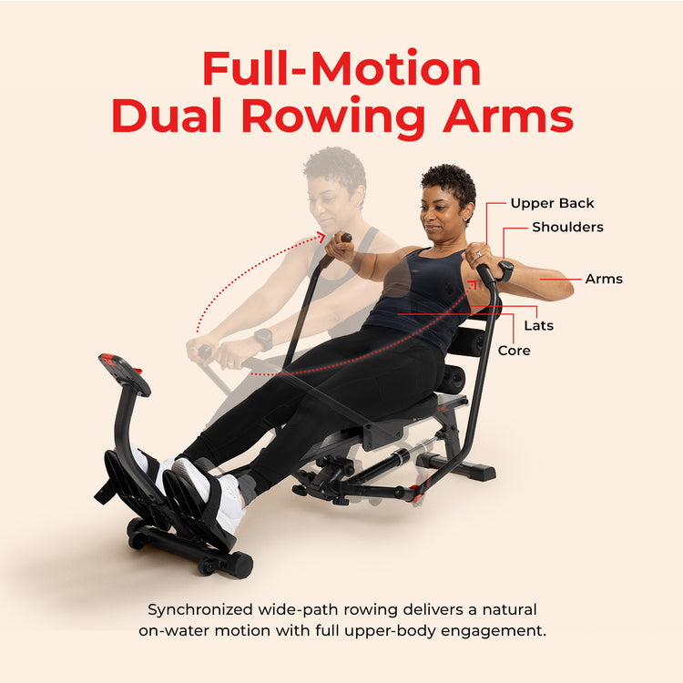 Full Motion Hydraulic Rowing Machine with Core Trainer