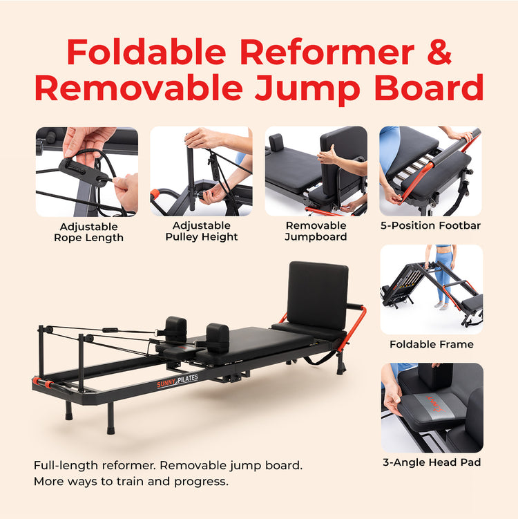 Pilates Reformer Machine with Jump Board for Home Workouts