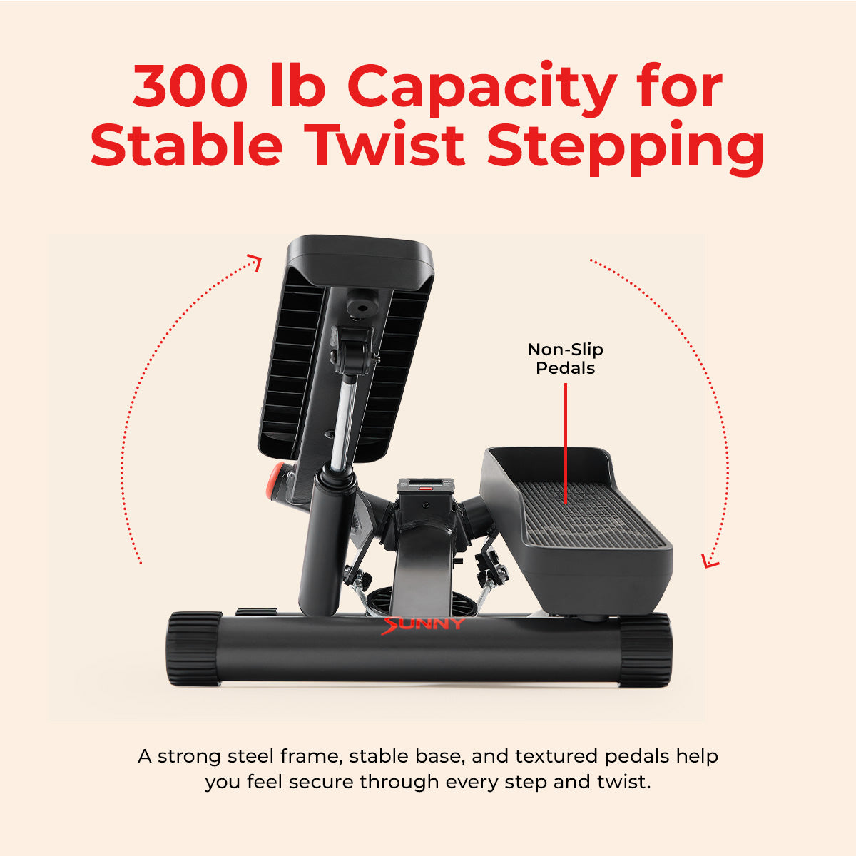 Smart Twist Stepper with Resistance Bands | Sunny Health & Fitness