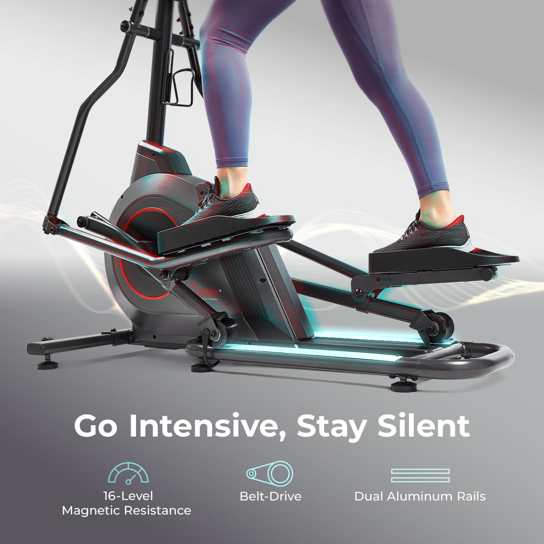 Stride Exercise Machine Ultra Silent Smart Elliptical Exerciser with 16” Long Stride Training ...
