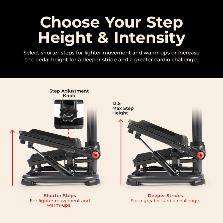 Smart Heavy Duty Power Stepper with Handlebar and Resistance Bands