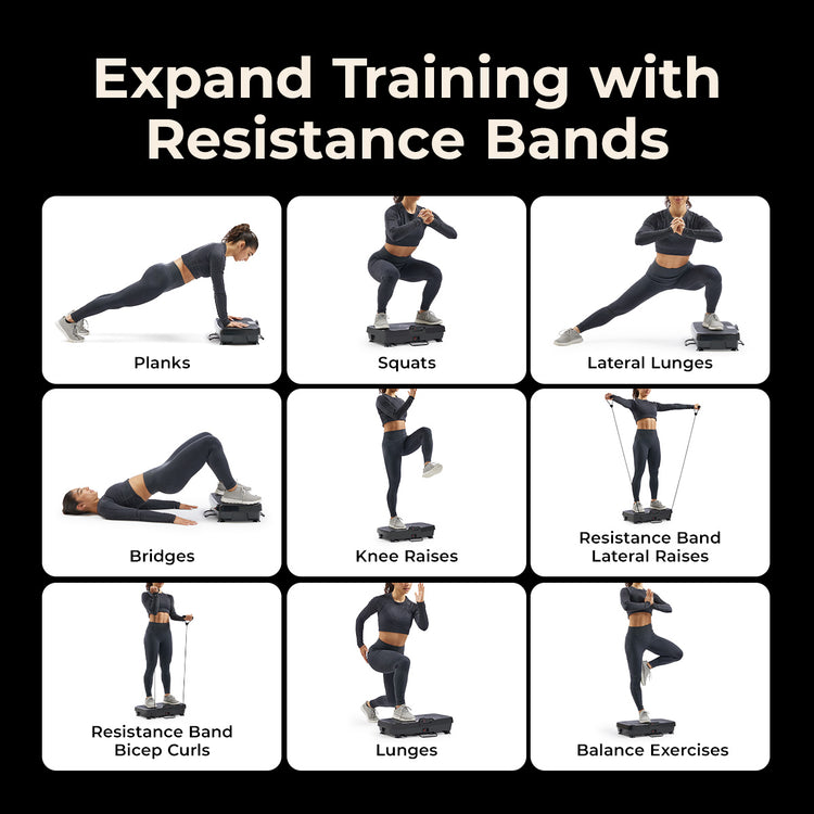 Fitboard 2D Vibration Platform with Resistance Band