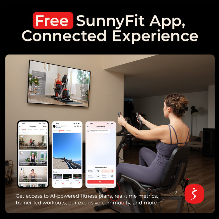 16-Level Smart Magnetic Resistance Recumbent Bike with Workout Bands