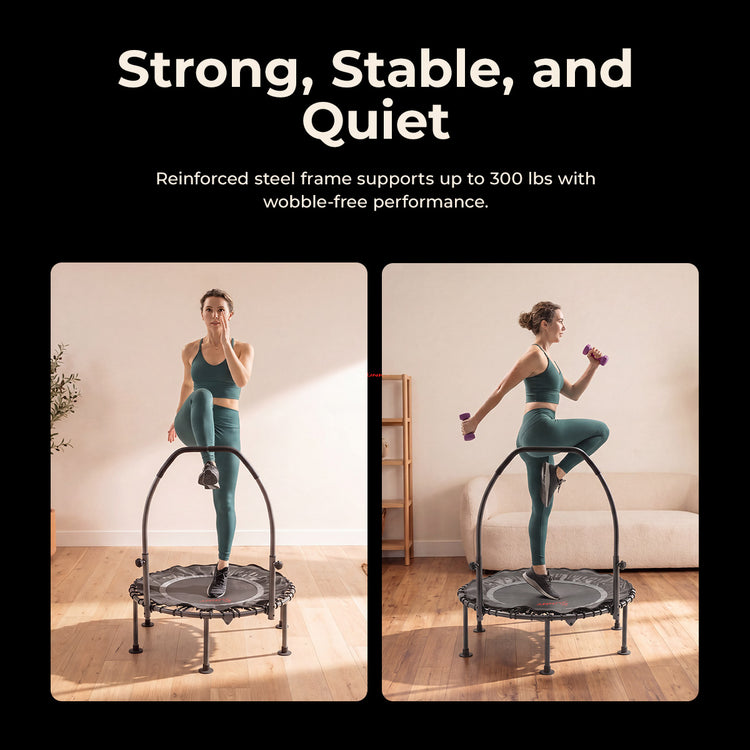 Active 40-Inch Fitness Trampoline with Adjustable Handlebar