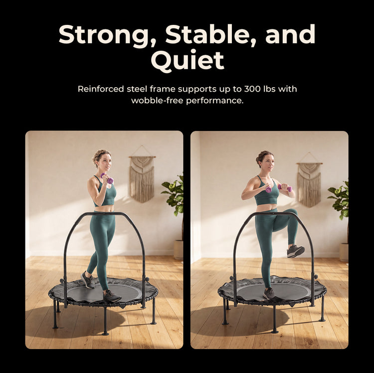 Active 48-Inch Fitness Trampoline with Adjustable Handlebar