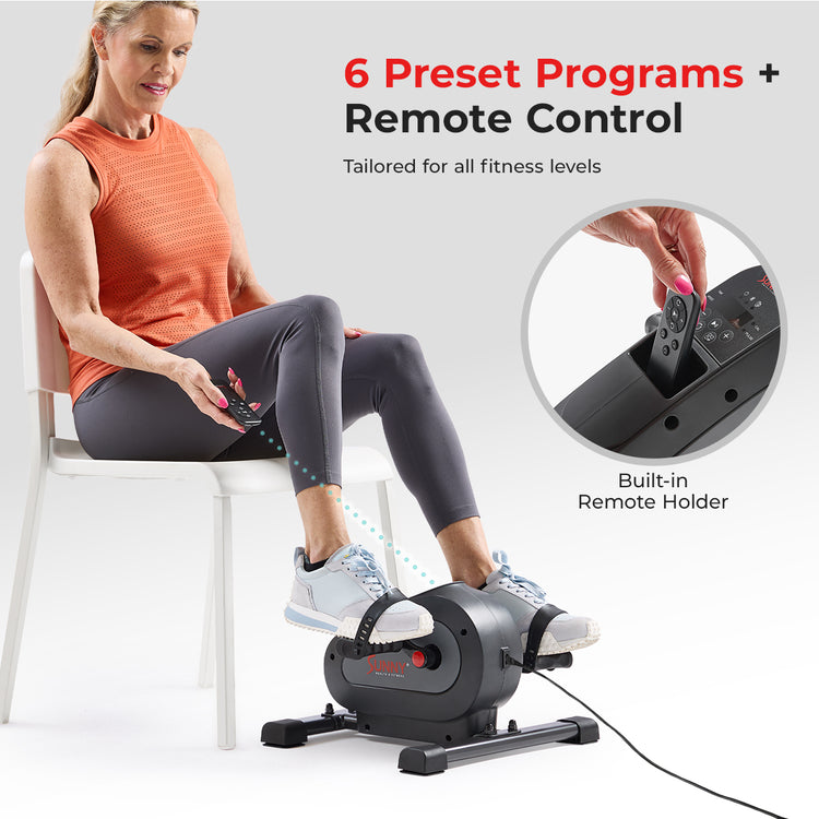 6 Preset Programs + Remote Control | Tailored for all fitness levels, no bending needed, Zoom-in to show ""Built-in Remote Holder
