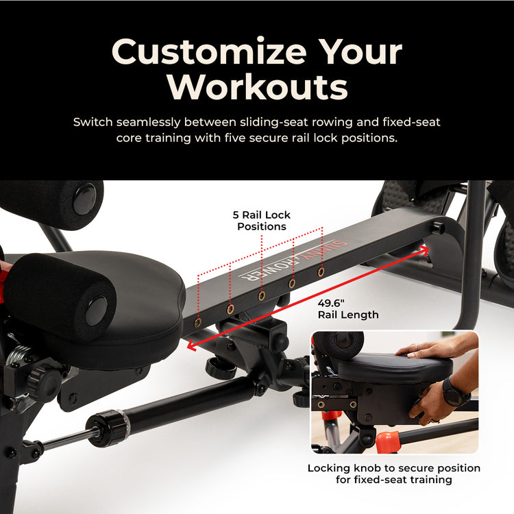 Full Motion Hydraulic Rowing Machine with Core Trainer