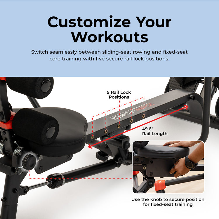 Full Motion Hydraulic Rowing Machine with Core Trainer