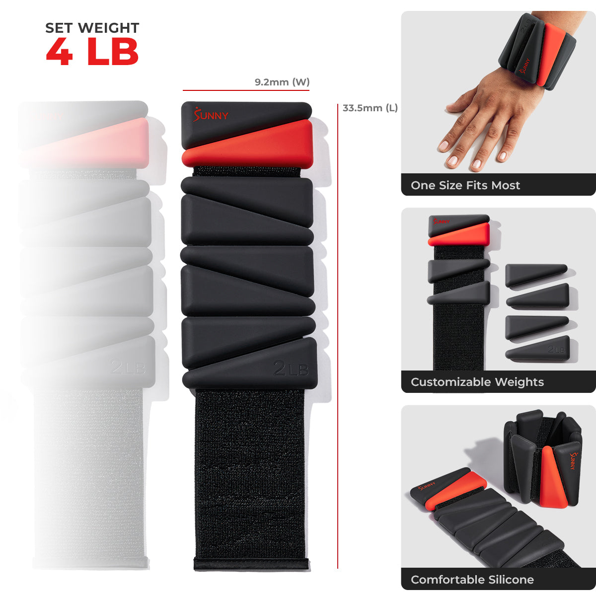 Ankle Weights For Women Pilates Ankle & Wrist Weights - 2 Lbs Total (1 Lb Each) Adjustable Silicone Weights For Women's Fitness Water Weights For Pool Exercise