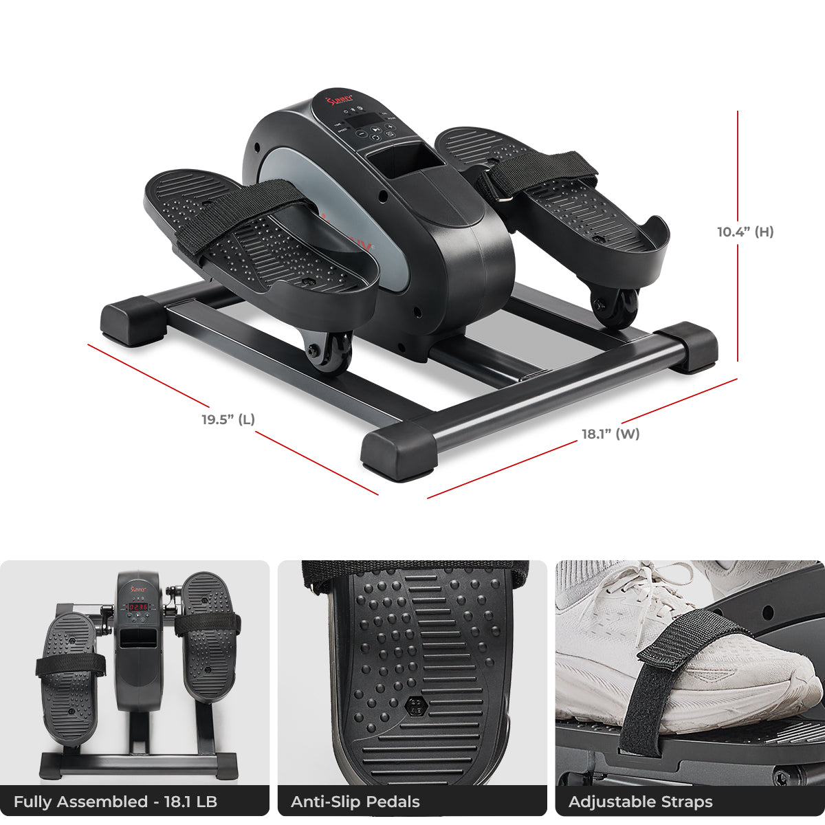 Motorized Mini Elliptical With 18-Levels Speed | Sunny Health