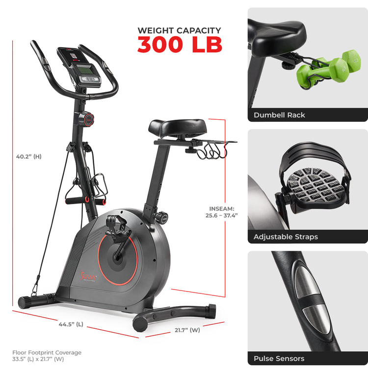 16-Level Magnetic Resistance Upright Bike with Workout Bands