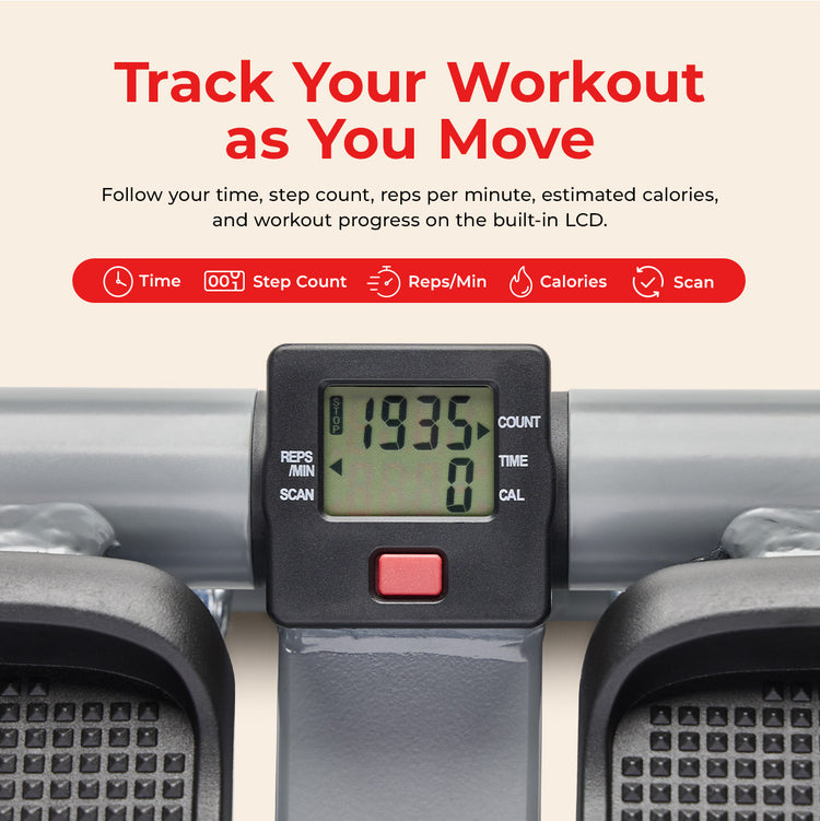 Mini Stepper with Resistance Bands Step Machine w/ LCD Monitor
