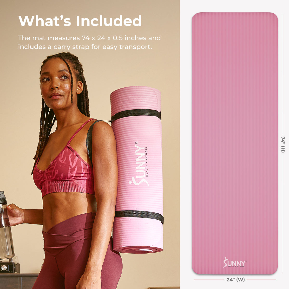 Premium 1/2-Inch Extra Thick Exercise Yoga Mat | Sunny Health