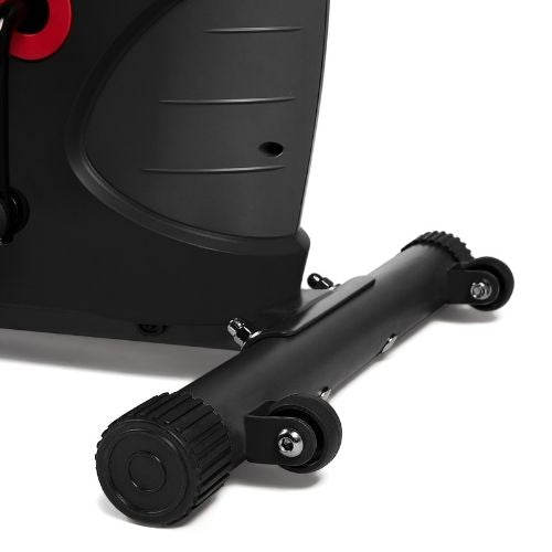 BUILT FOR STABILITY—DESIGNED TO STORE EASILY | Use your machine’s floor stabilizers to keep your recumbent elliptical securely in place, even through your most intense workouts. Move your machine to your desired location with the easy-to-use transportation wheels, so you can store it out of the way when not in use.
