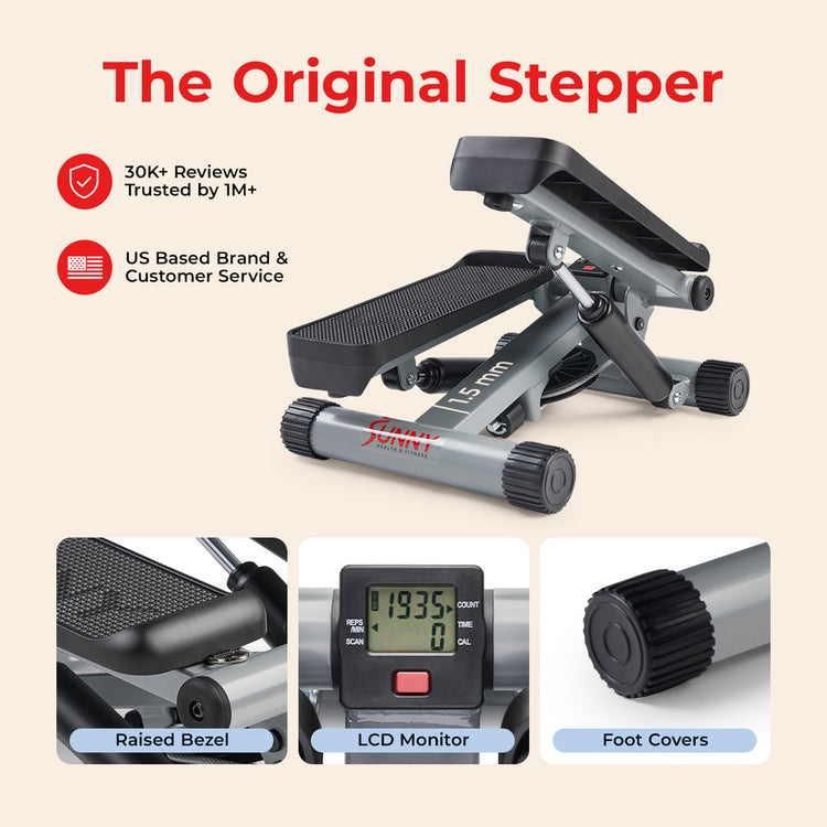 Mini Stepper with Resistance Bands Step Machine w/ LCD Monitor