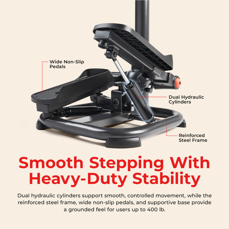 Smart Heavy Duty Power Stepper with Handlebar and Resistance Bands