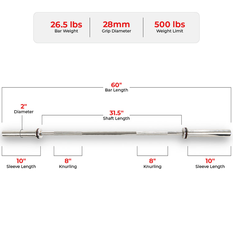 60" (5 ft) Olympic Barbell Bar