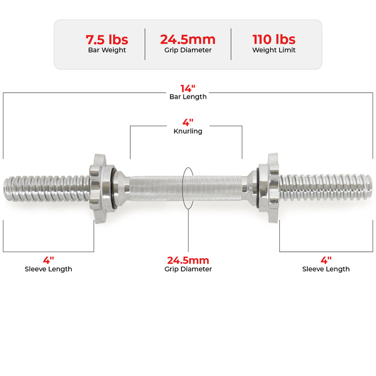 Threaded Dumbbell Handles - 14 & 24"