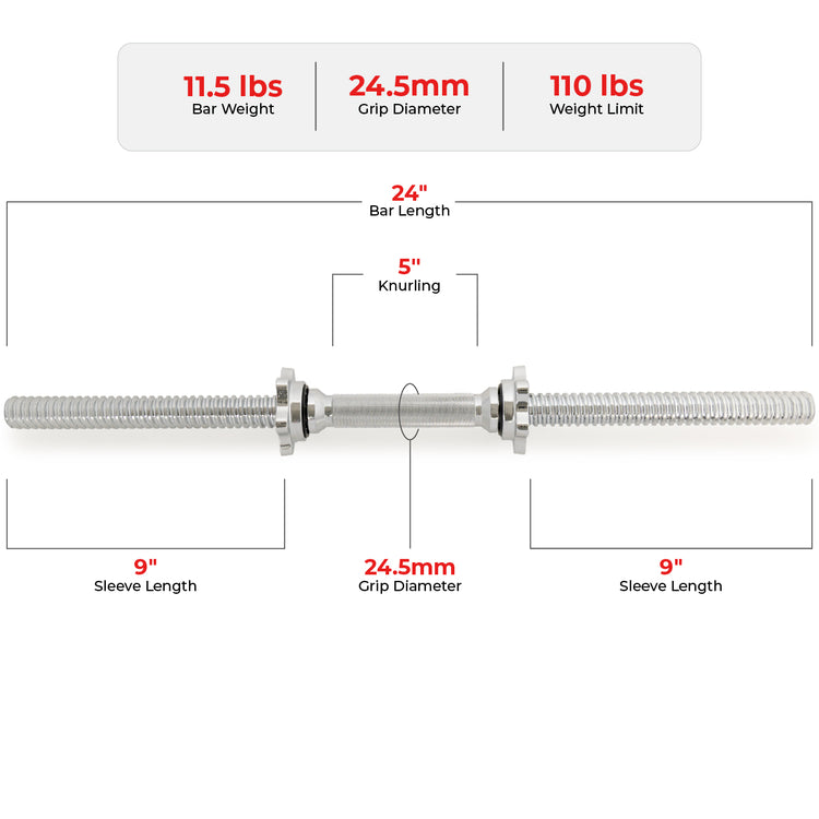 Threaded Dumbbell Handles - 14 & 24"