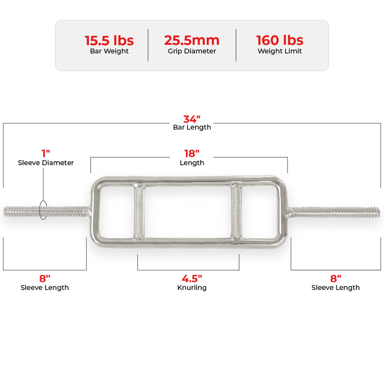 34" Threaded Tricep Bar w/ Star-Lock Collars