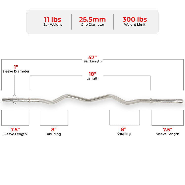 47" Threaded EZ Curl Bar w/ Star-Lock Collars