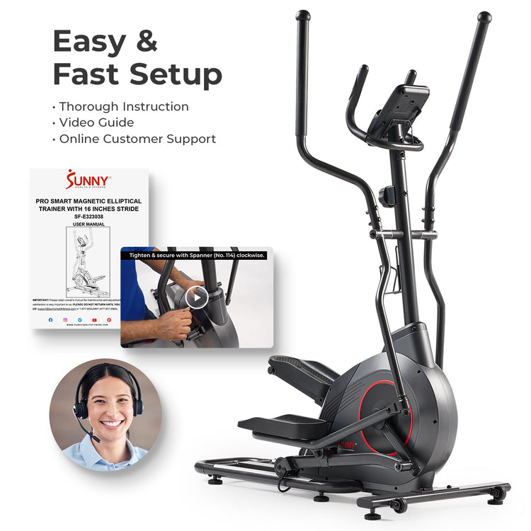 Ultra Silent Smart Elliptical Exerciser with 16” Long Stride Training Machine