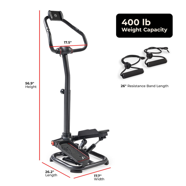 Smart Heavy Duty Power Stepper with Handlebar and Resistance Bands