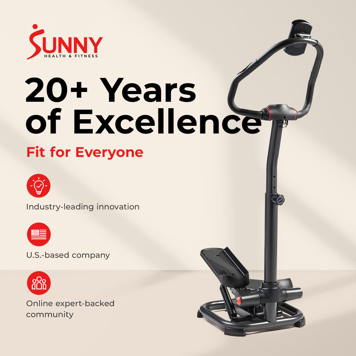 Smart Heavy Duty Power Stepper with Handlebar and Resistance Bands