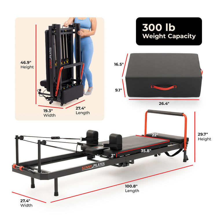 Premium Pilates Reformer Machine with Jump Board and Reformer Box for Home Workouts